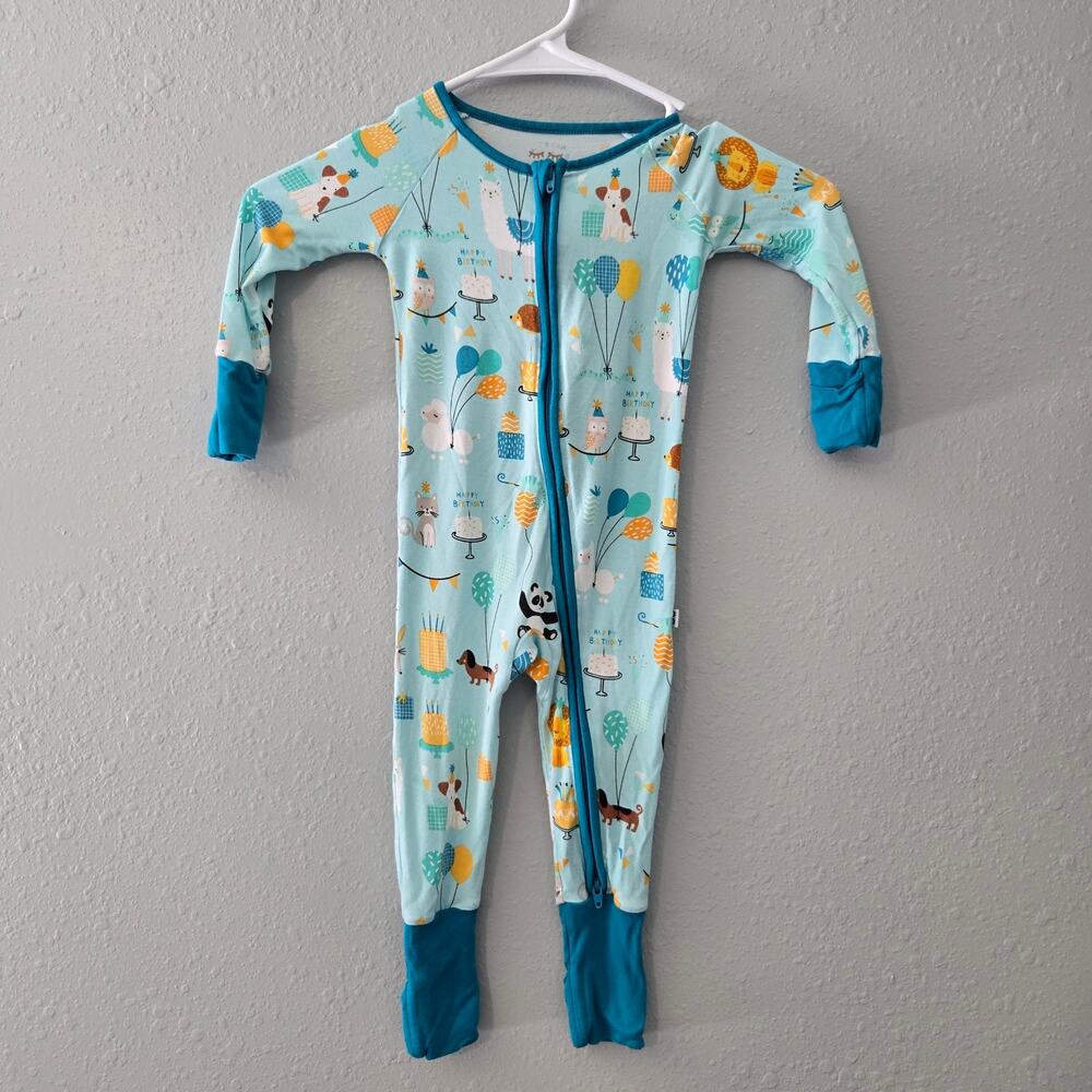 Little Sleepies Pajamas 6-12 Month Birthday Animal Zip Up Baby Sleeper Footless